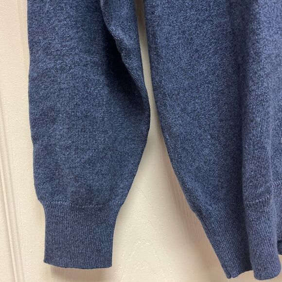 Gordon Blue Cotton Cashmere Quarter Zip Sweater sz S EUC - Picture 2 of 6